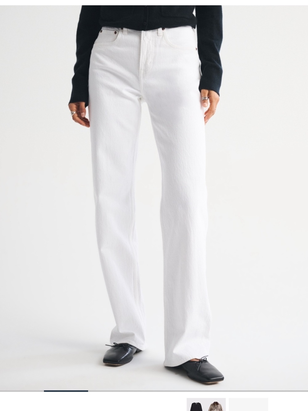 Abercrombie & Fitch Women's Long White Wide-Leg Jeans